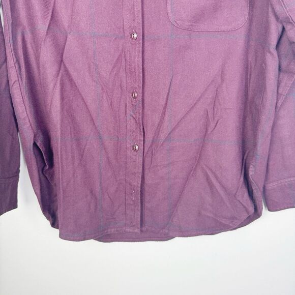 ATHLETA | Heat Gen Tech Flannel Plaid Button Shirt Cassis/Navy Women’s Size XS - Picture 5 of 9